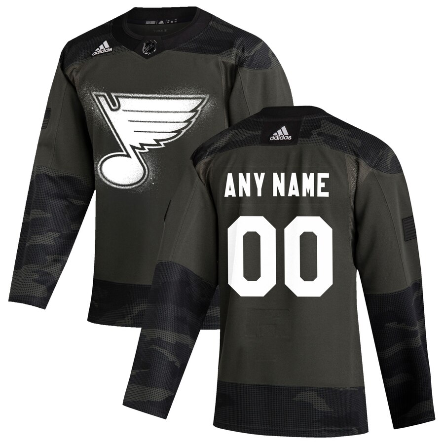 St. Louis Blues Adidas 2019 Veterans Day Authentic Custom Practice NHL Jersey Camo->customized nhl jersey->Custom Jersey